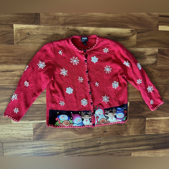 Studio Joy 90’s Christmas Snowflake Cardigan Sweater size XL - Picture 1 of 4